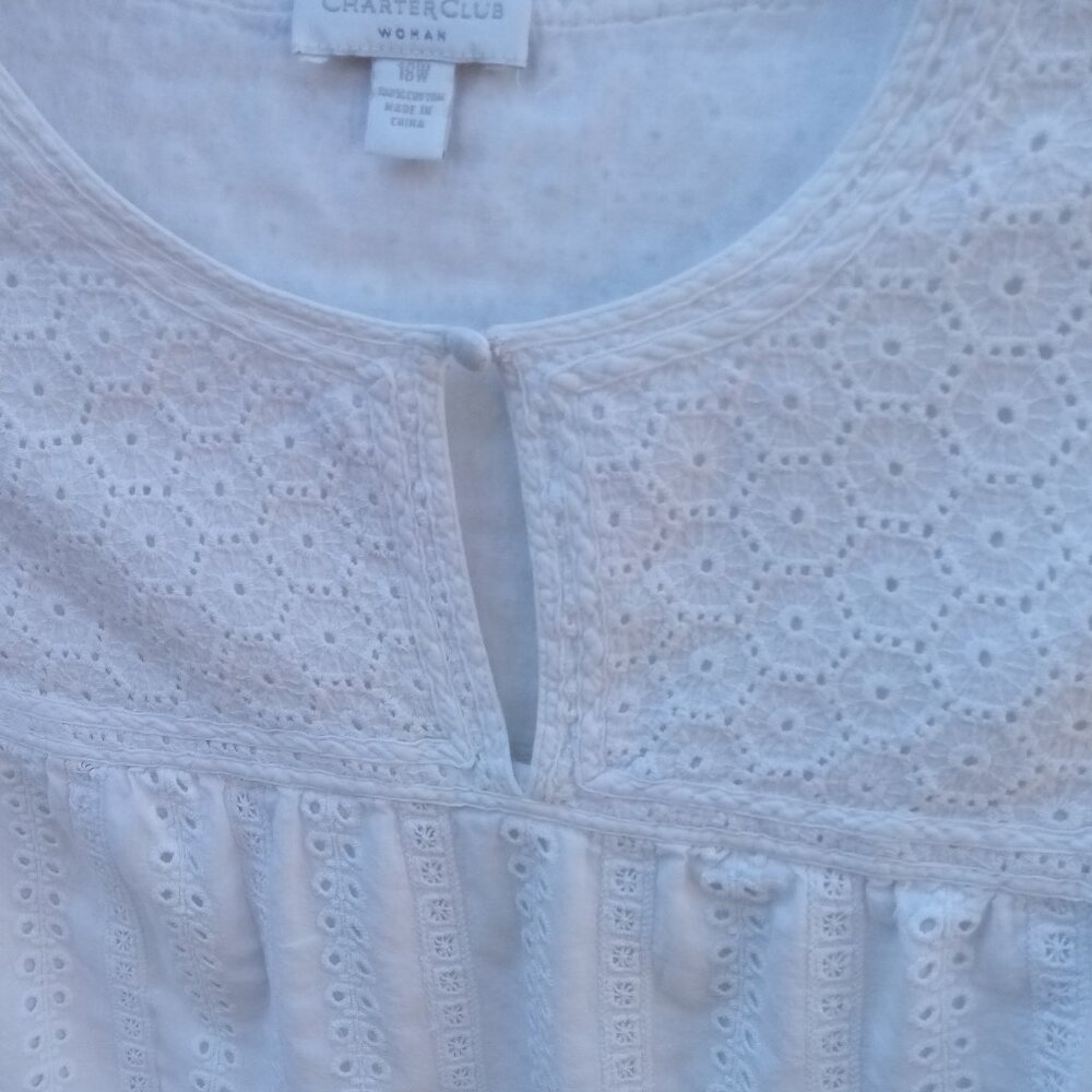 Charter Club woman eyelet boho lined blouse sz 18W - Picture 10 of 11
